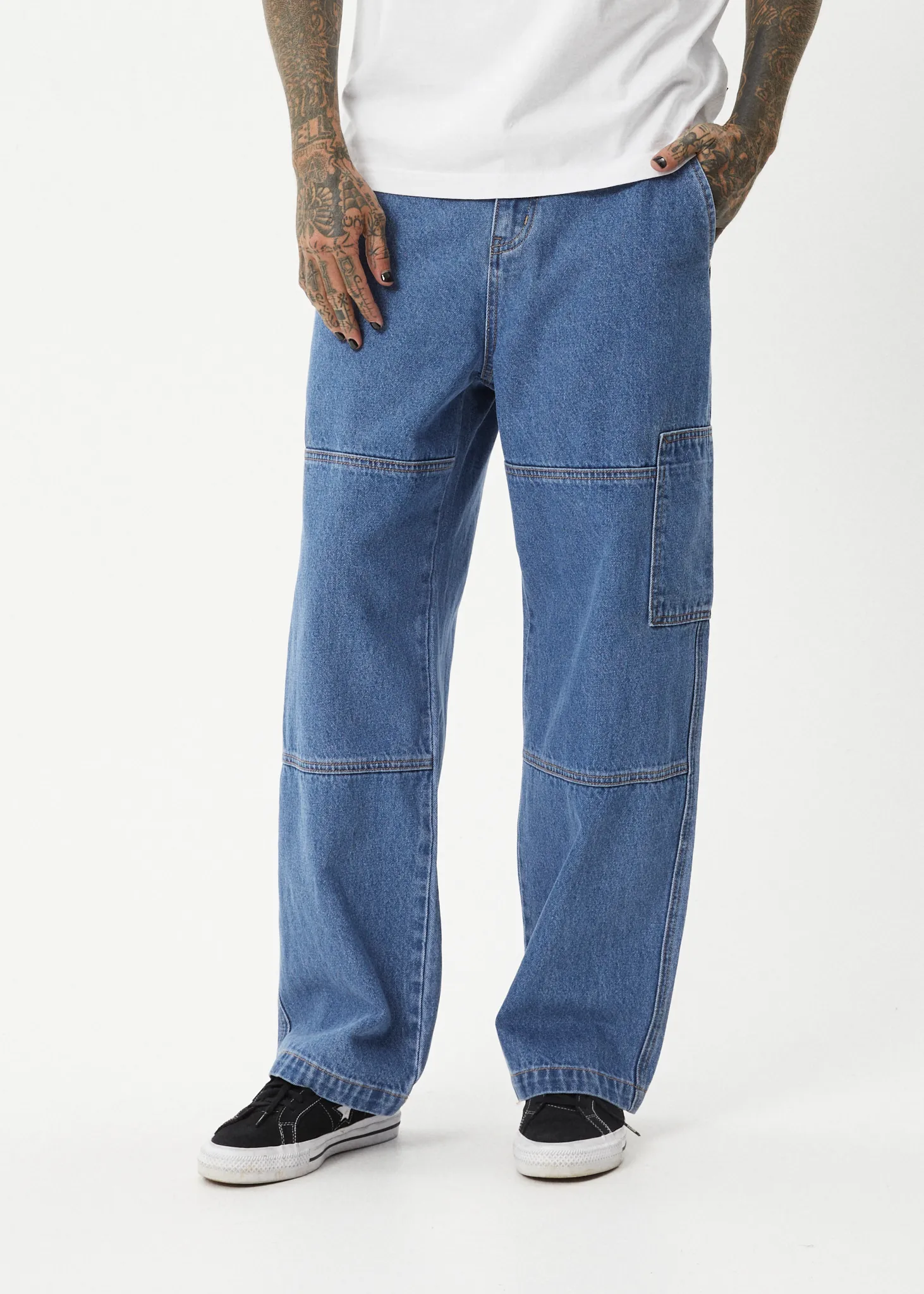 AFENDS Mens Richmond - Denim Workwear Jean - Worn Blue