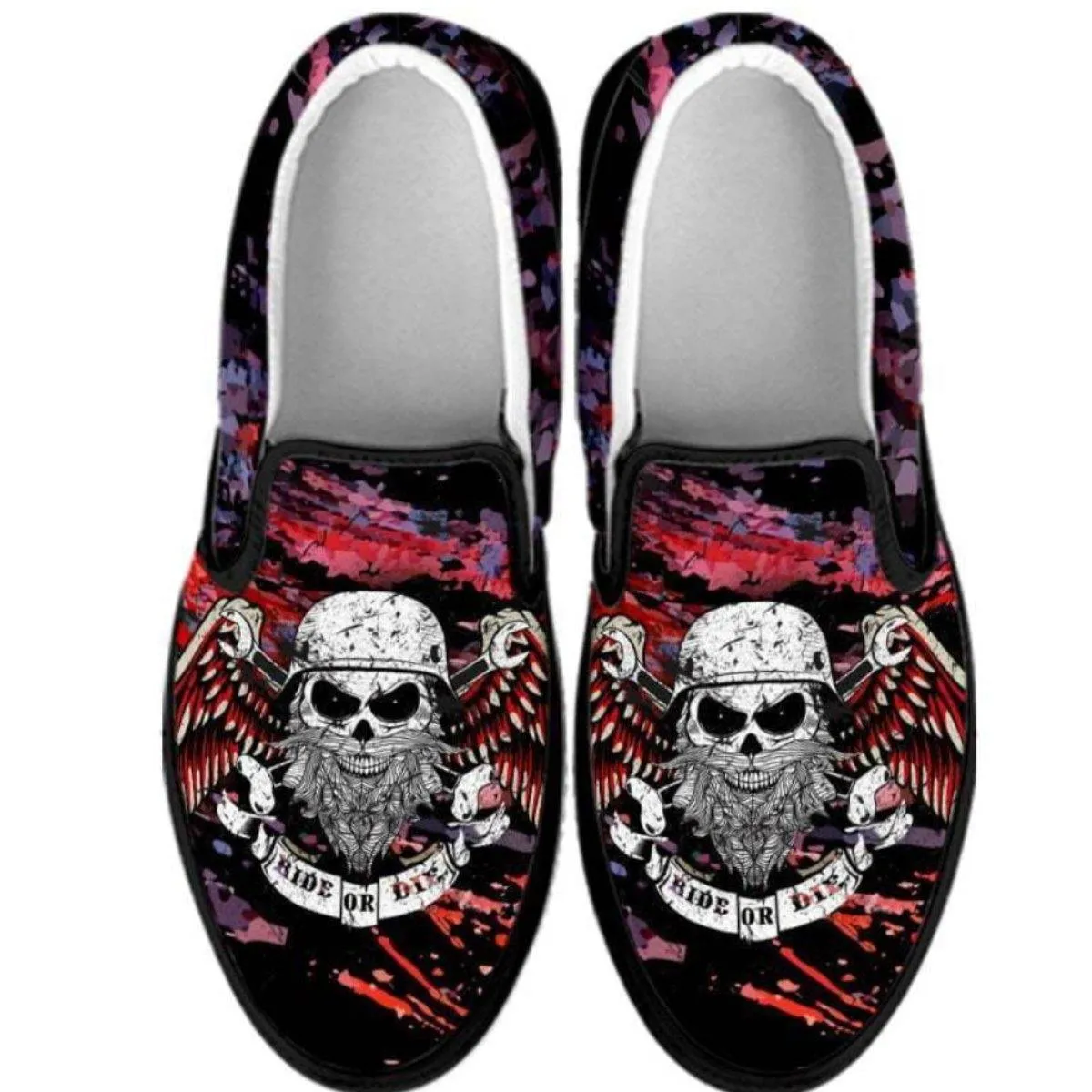 Angel Skull Slip Ons