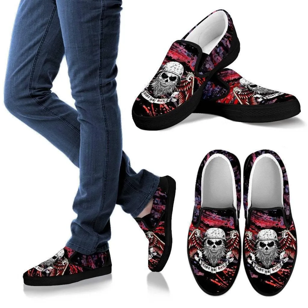 Angel Skull Slip Ons