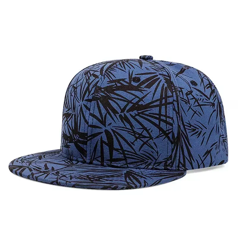 Bamboo Leaves Blue Snapback Cap