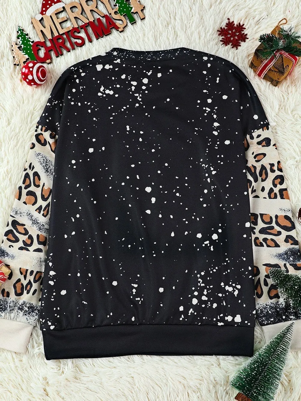 Beloved Black Santa Claus Bleach Print Graphic Pullover Sweatshirt