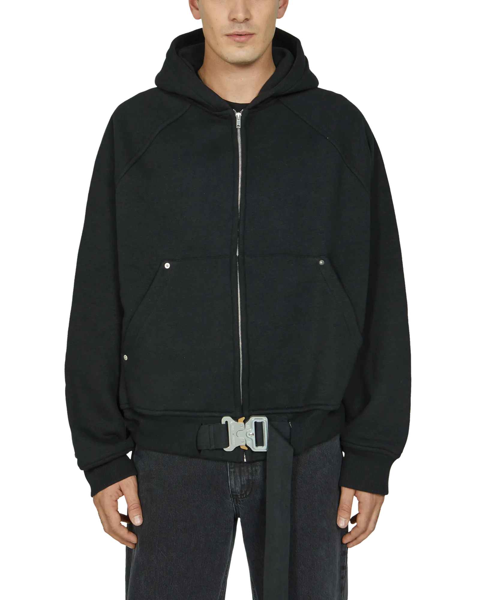 BELTED BUCKLE ZIP HOODIE