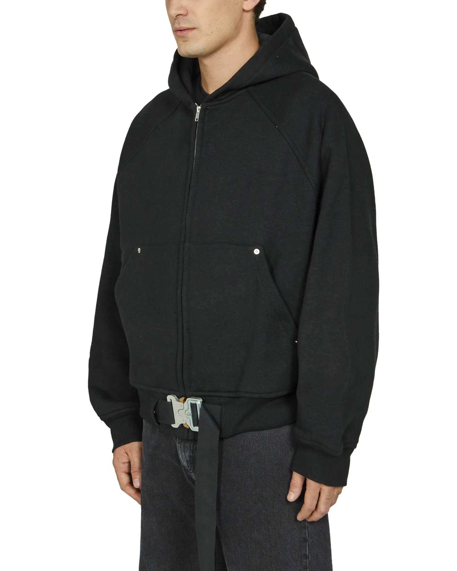 BELTED BUCKLE ZIP HOODIE