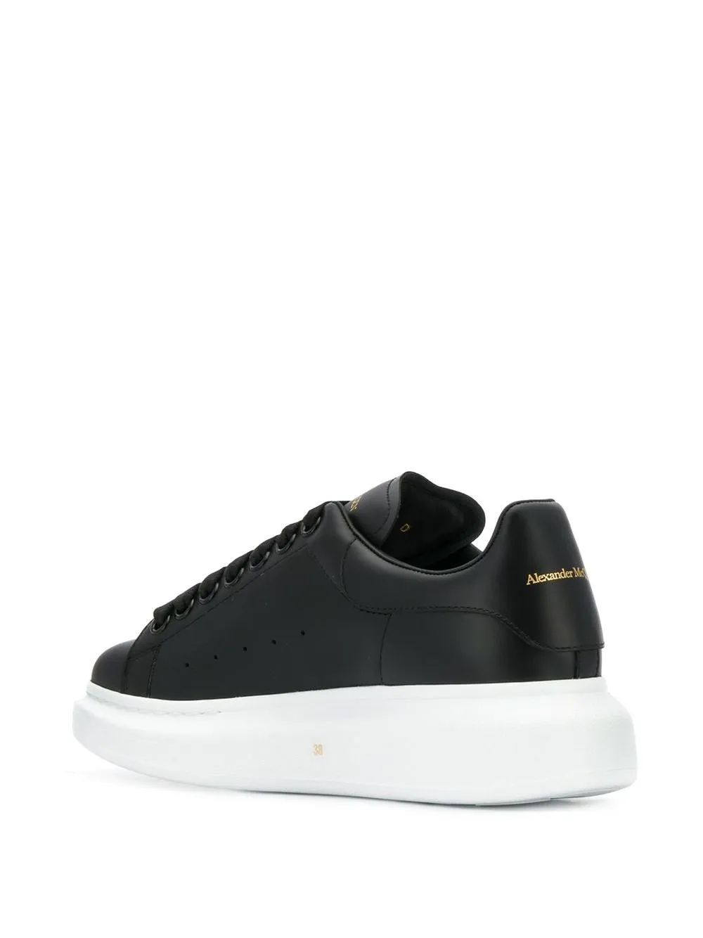 Black/black leather/suede oversized low-top sneakers