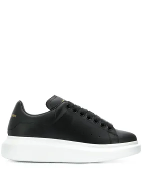 Black/black leather/suede oversized low-top sneakers