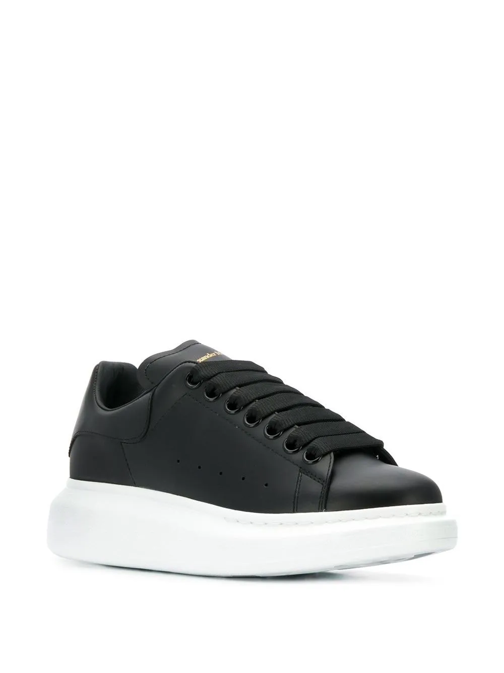 Black/black leather/suede oversized low-top sneakers