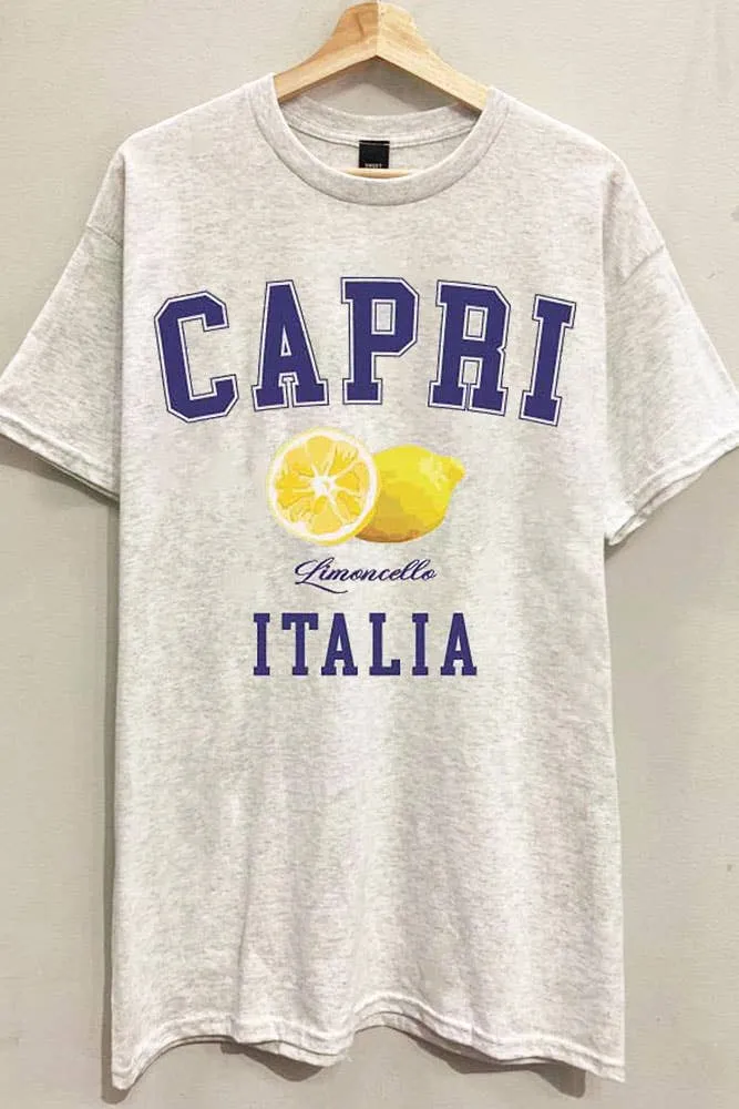 Capri Italia Oversized Tee: ASH GREY / OVERSIZED / LXL