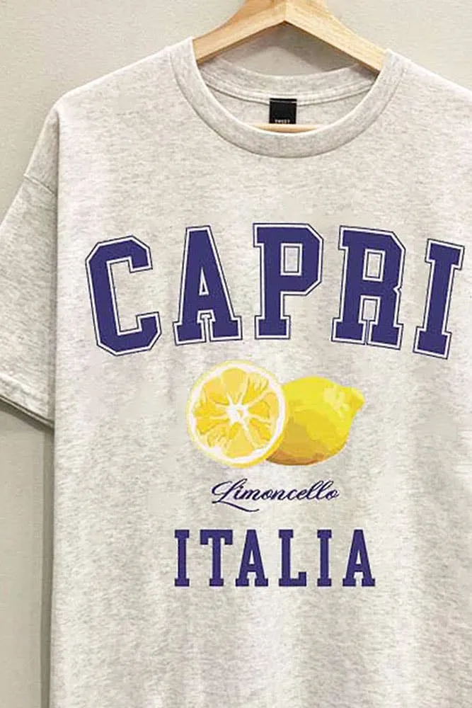 Capri Italia Oversized Tee: ASH GREY / OVERSIZED / LXL