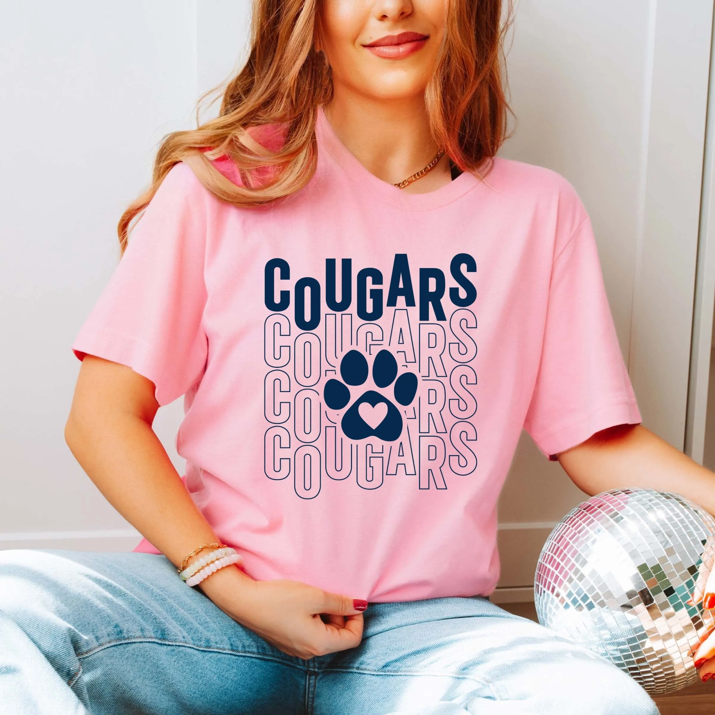 Cougars Repeat with Heart Paw Short & Long Sleeve - Hunt Club Elementary