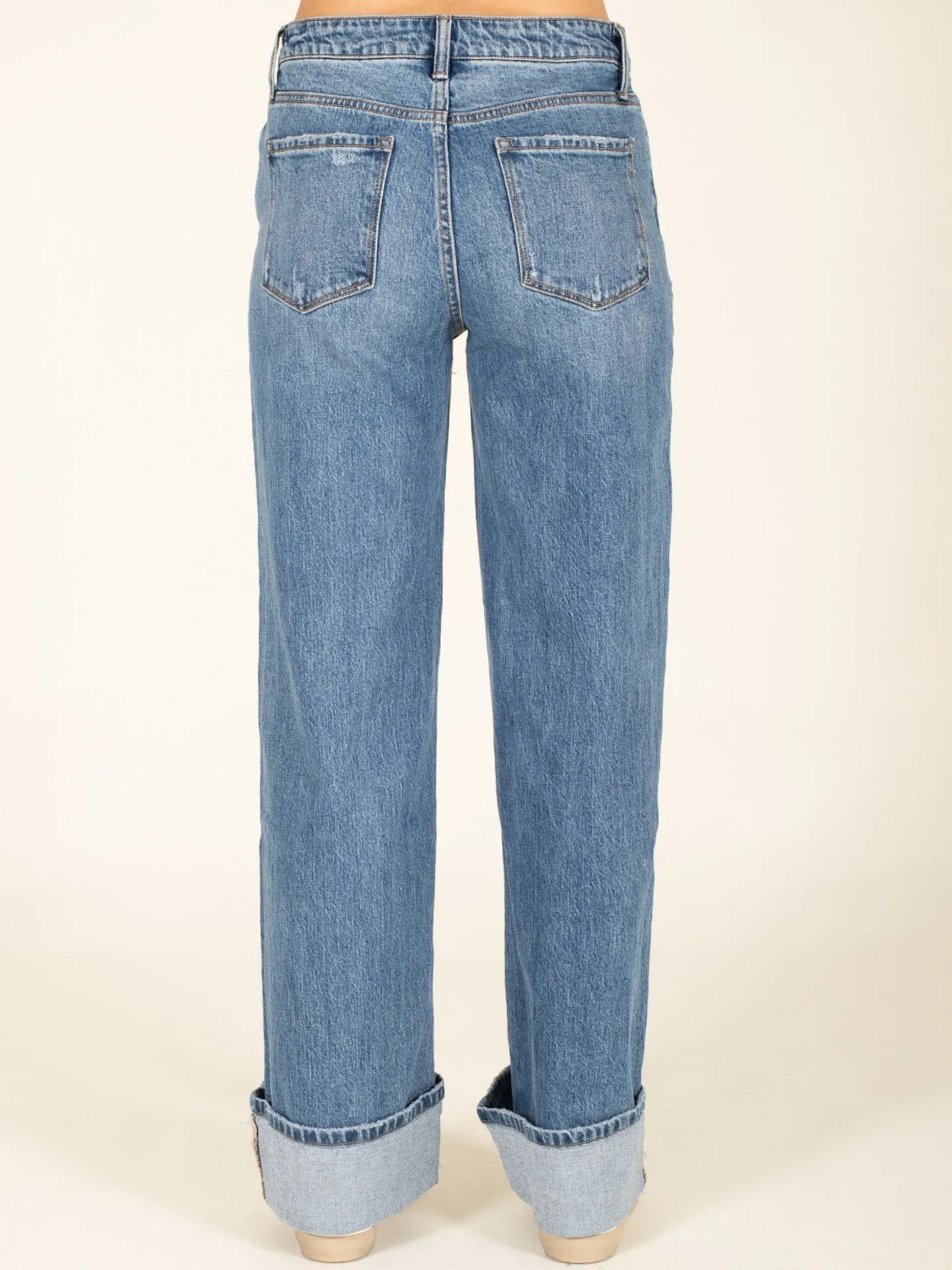 Cuffed Baggy Panel Jeans