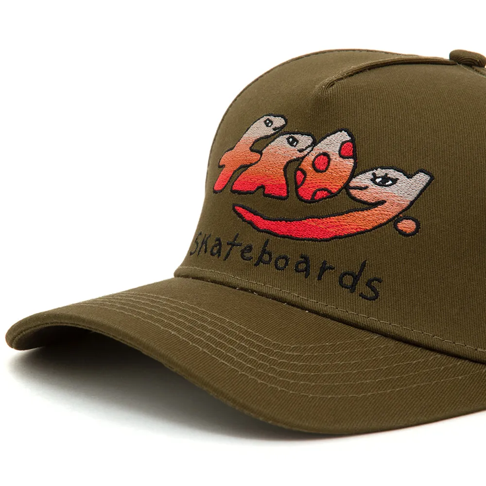 Dino Logo 5 Panel Snapback Hat (Olive)