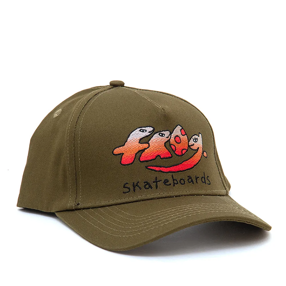 Dino Logo 5 Panel Snapback Hat (Olive)