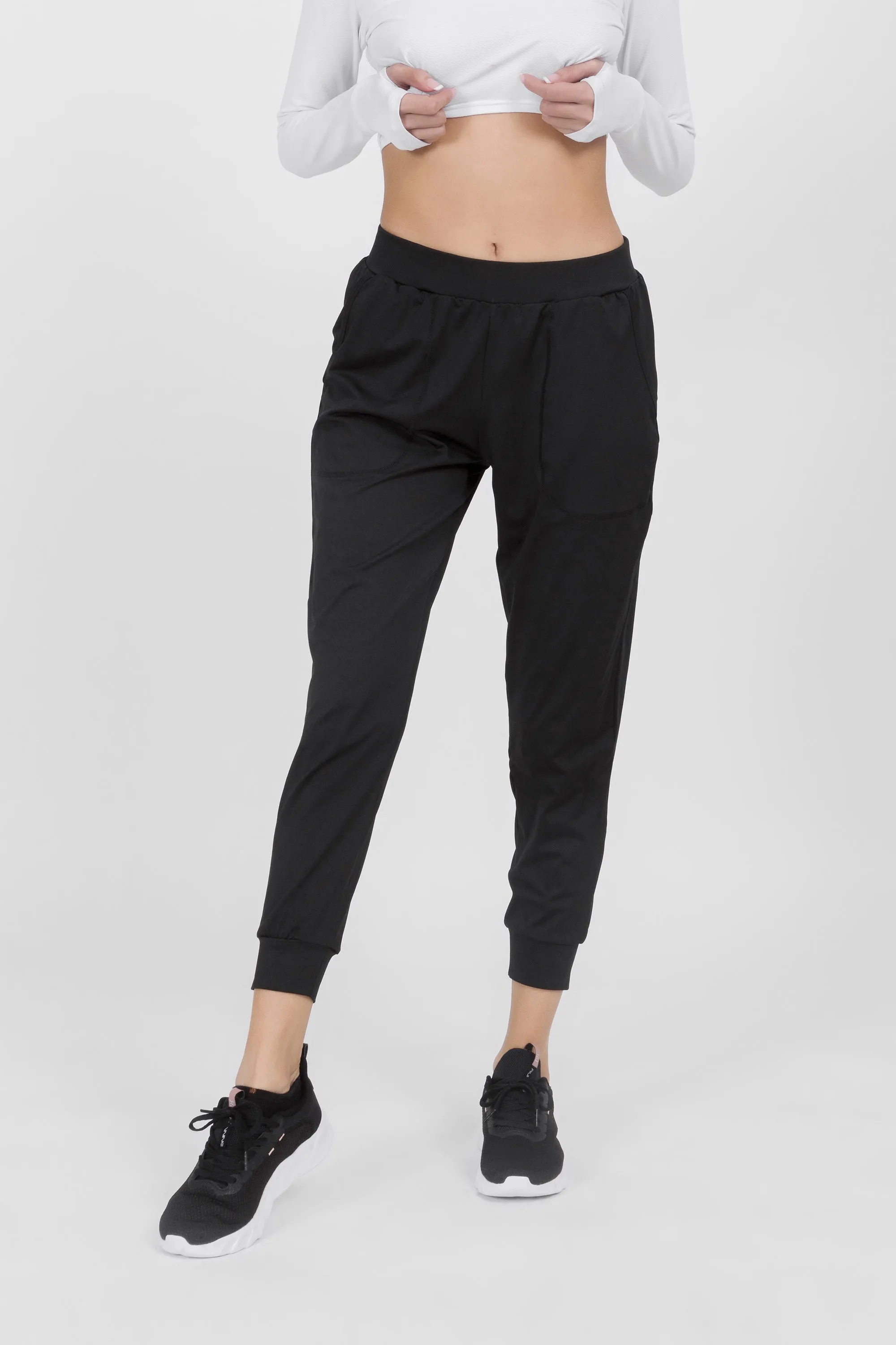 Elastic Waist Joggers In Black