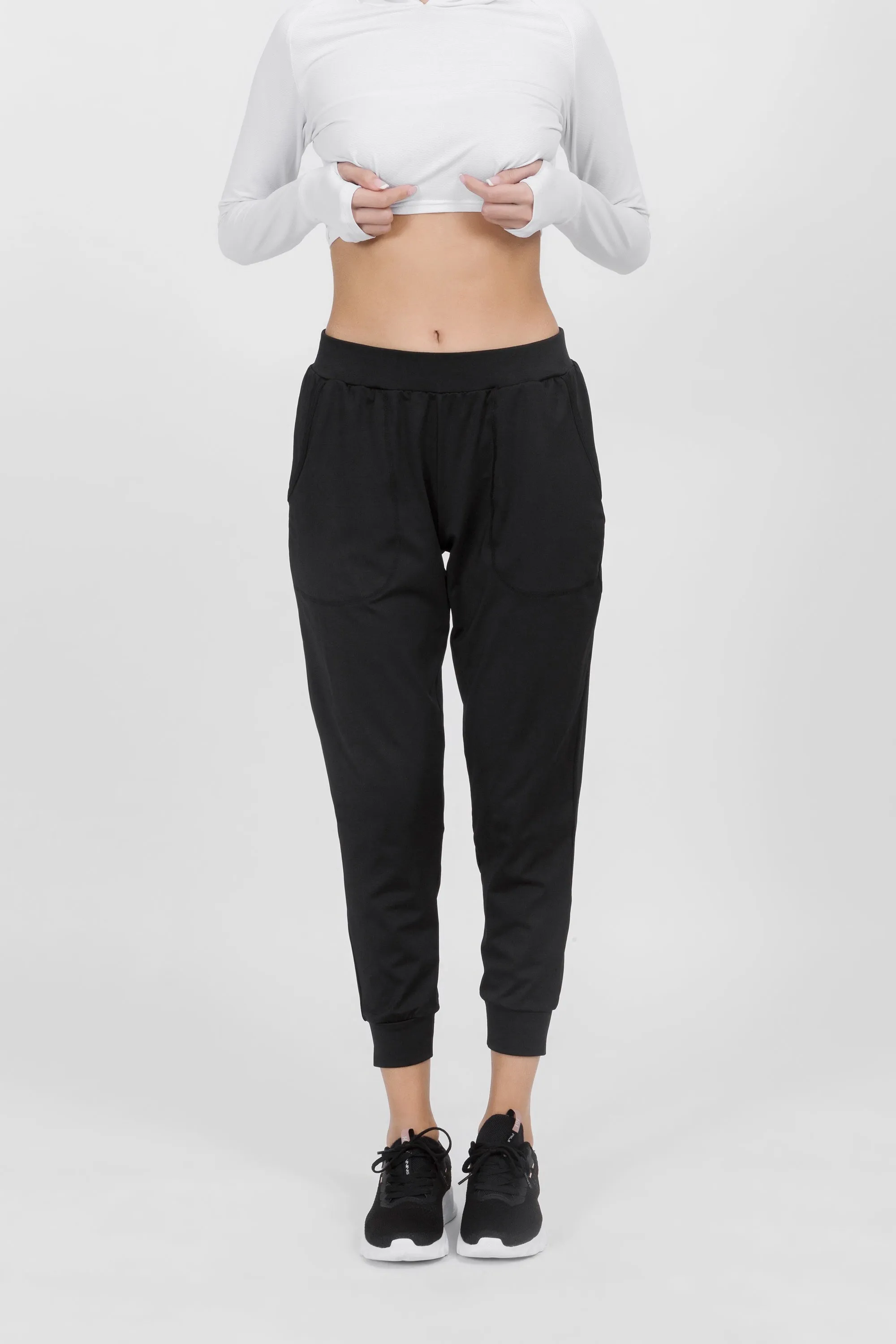 Elastic Waist Joggers In Black