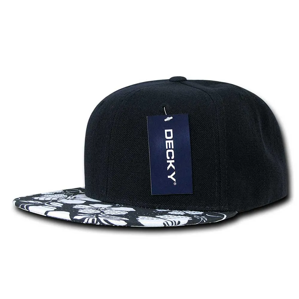 Floral Flat Bill Snapback Cap