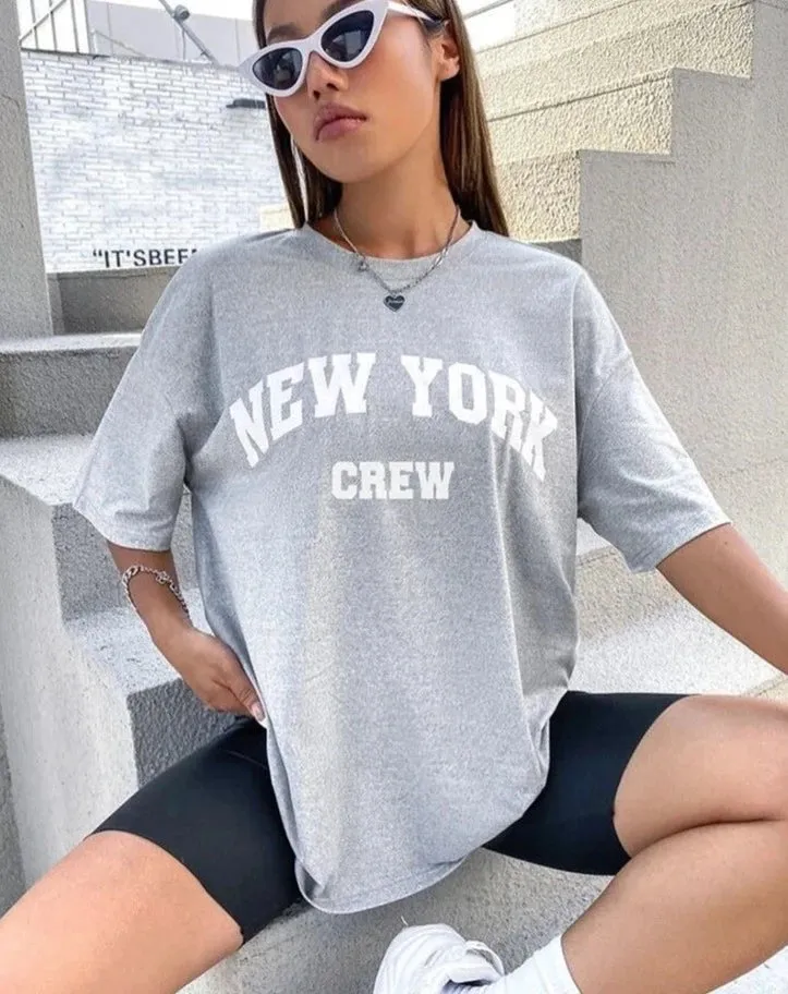 Girls cute oversized washed NY tees