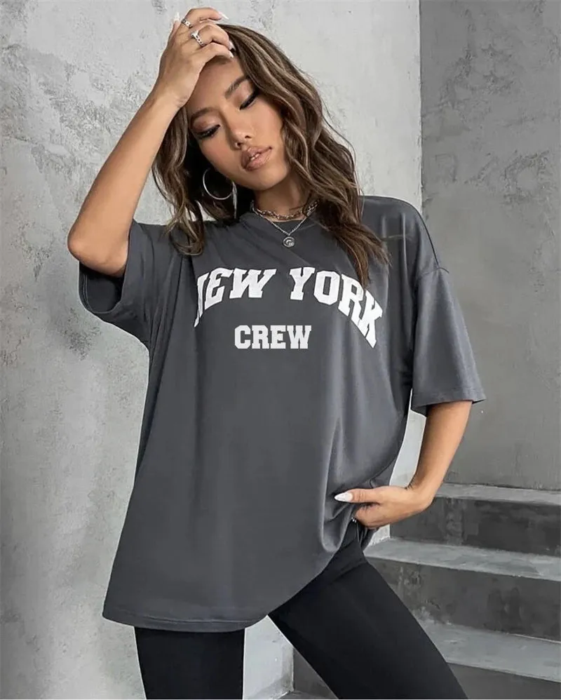 Girls cute oversized washed NY tees