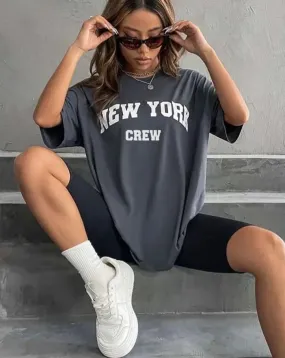 Girls cute oversized washed NY tees