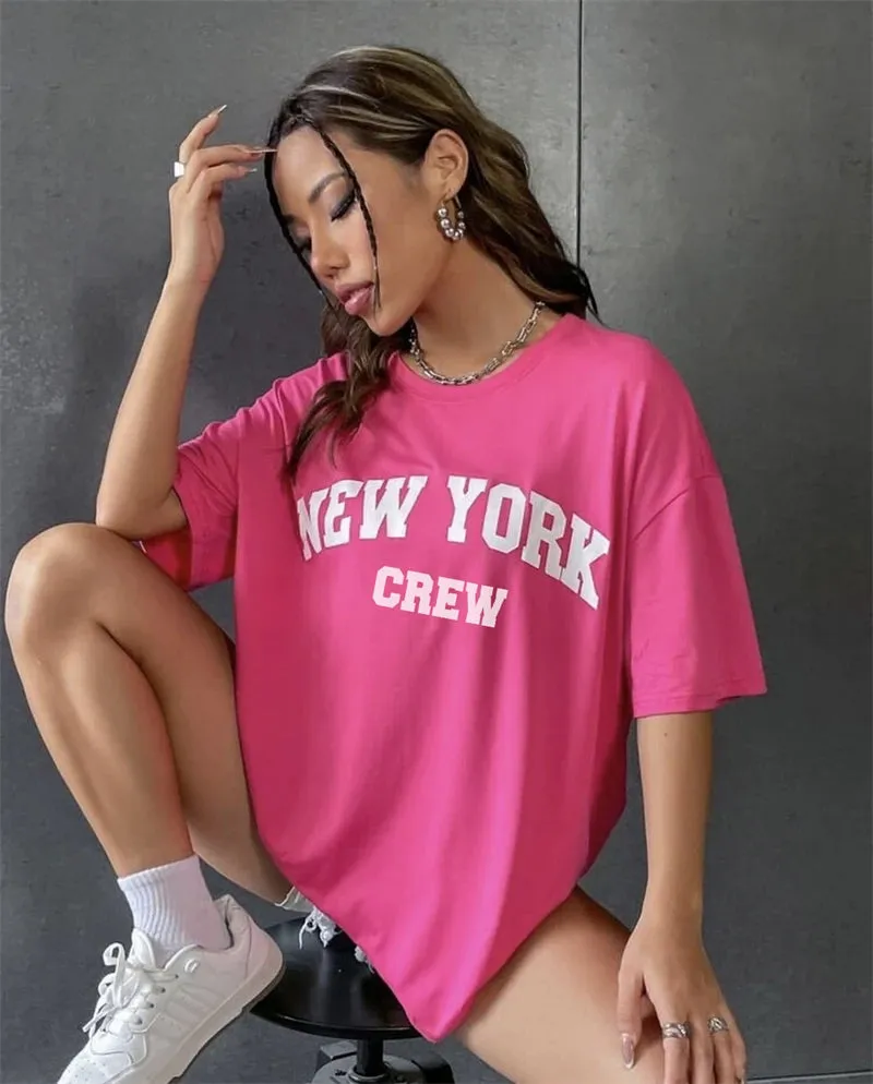 Girls cute oversized washed NY tees