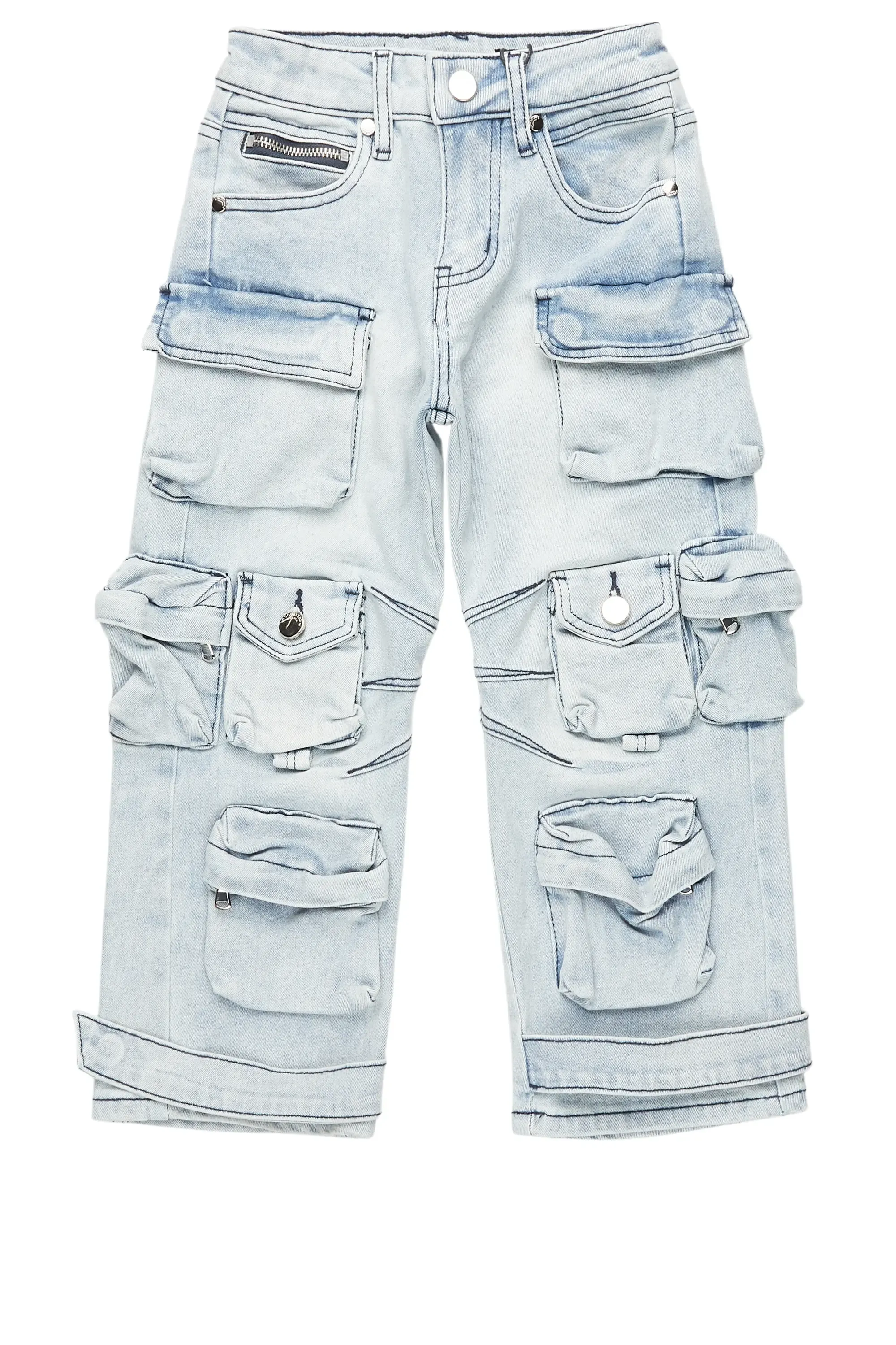 Girls Mahesh Blue Baggy Cargo Jean