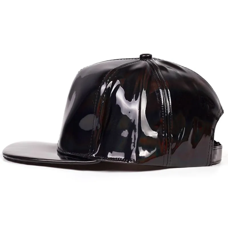 Glitter Leather Snapback Cap