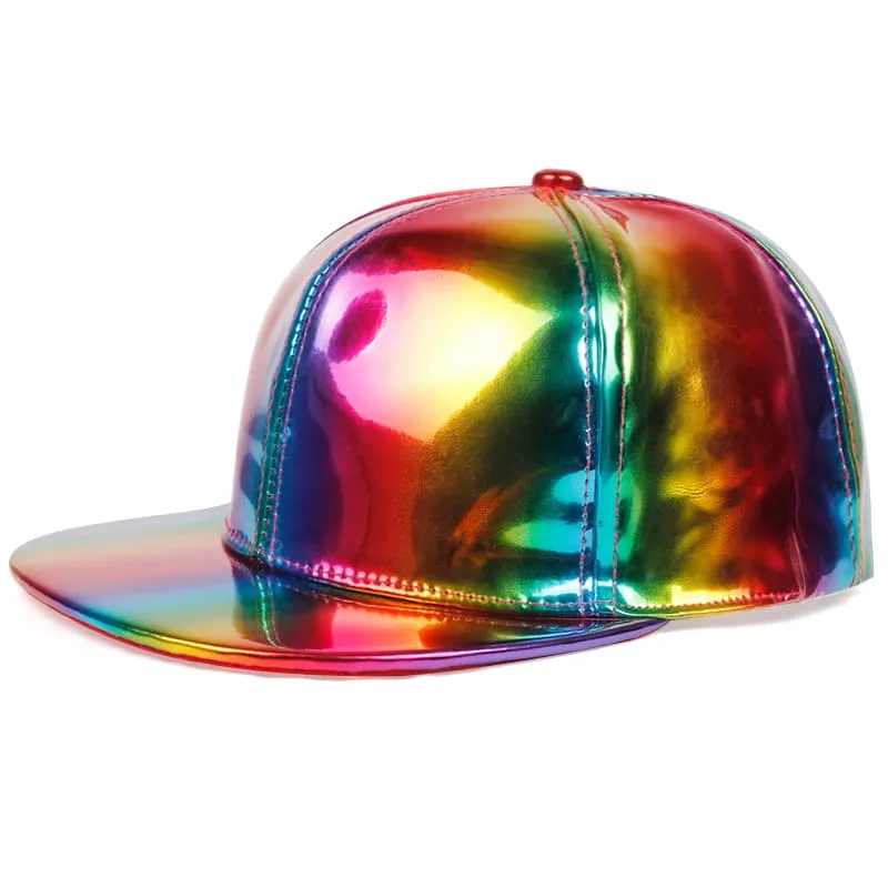 Glitter Leather Snapback Cap