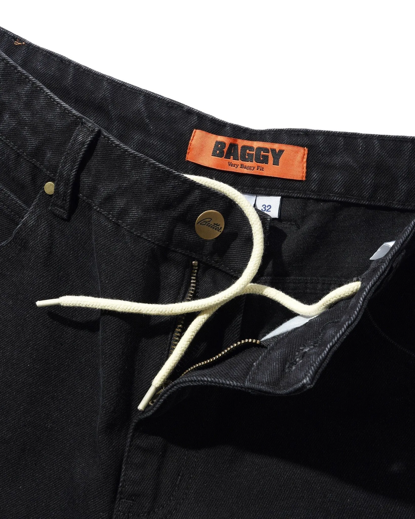 Lock Baggy Denim Jeans - Flat Black