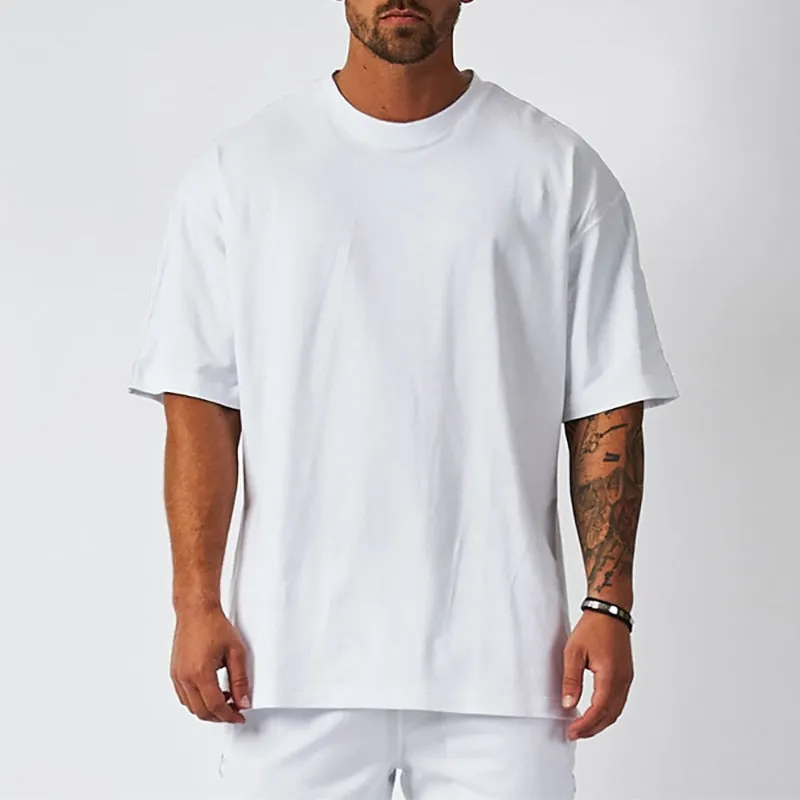 Men minimalist oversized fit t-shirt gym t-shirt loose t-shirt bodybuilding shirt