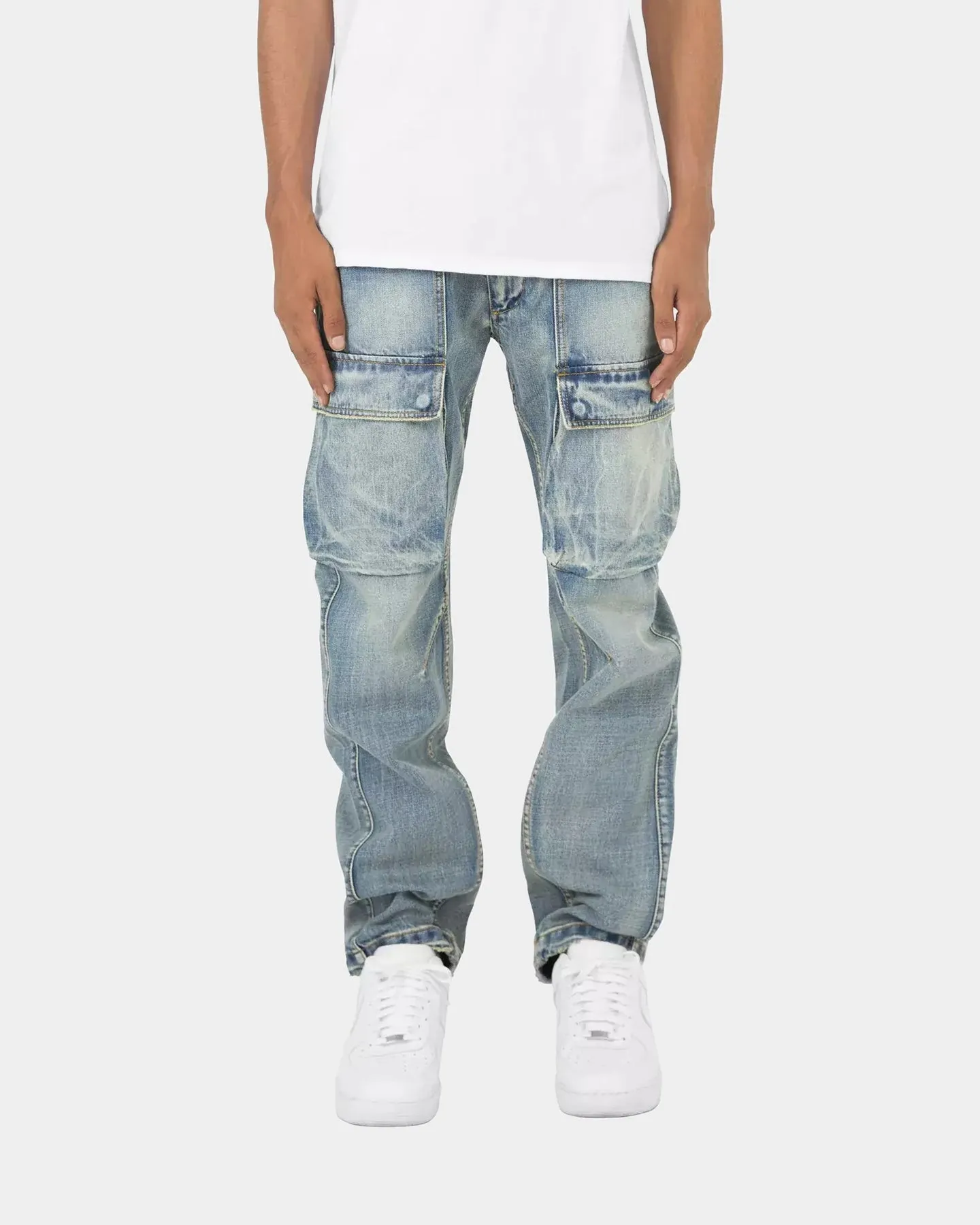 MNML V216 Cargo Denim Jeans Vintage Blue