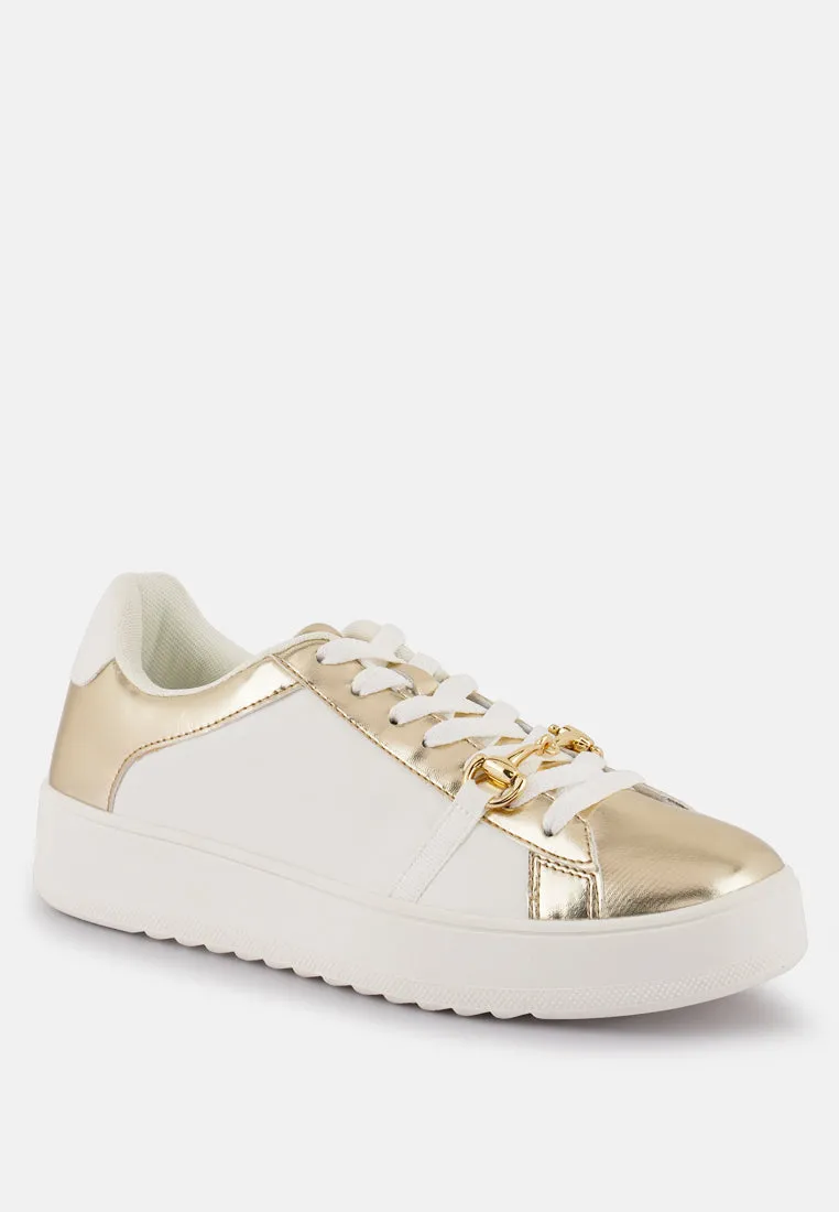 Nemo Contrasting Metallic Faux Leather Sneakers