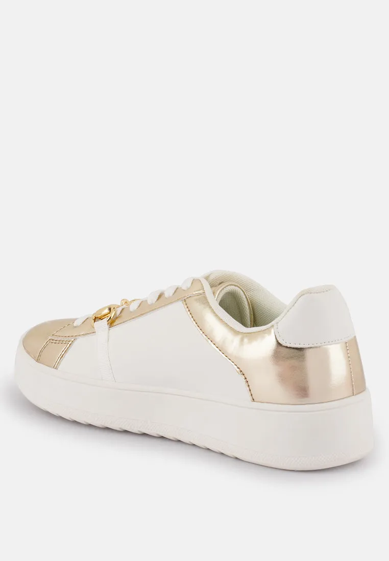 Nemo Contrasting Metallic Faux Leather Sneakers