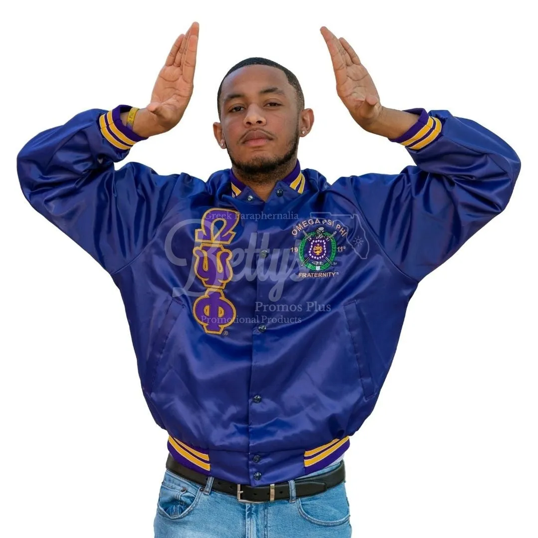 Omega Psi Phi ΩΨΦ Satin Bomber Jacket