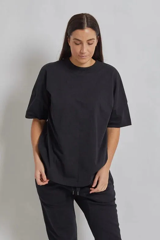 Organic Cotton Drop Shoulder Tee - Black