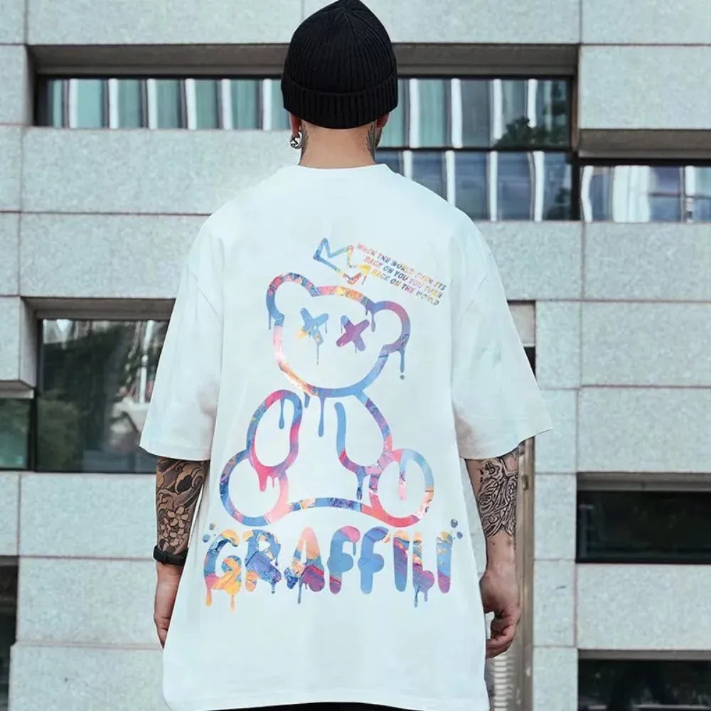 Oversized bear print Graffili tees