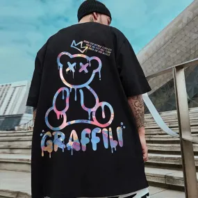 Oversized bear print Graffili tees