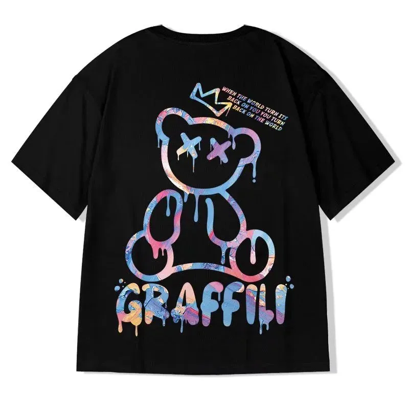 Oversized bear print Graffili tees