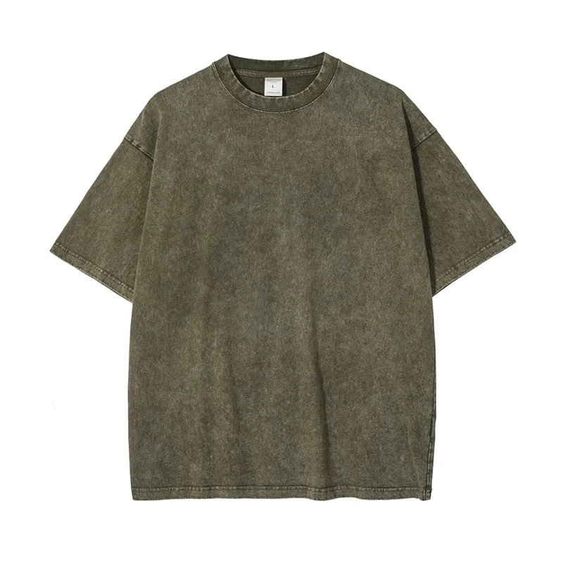 Oversized fit crew neck tee with marble wash- new