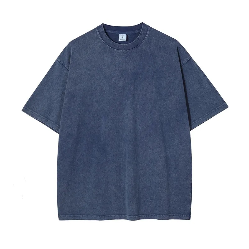 Oversized fit crew neck tee with marble wash- new