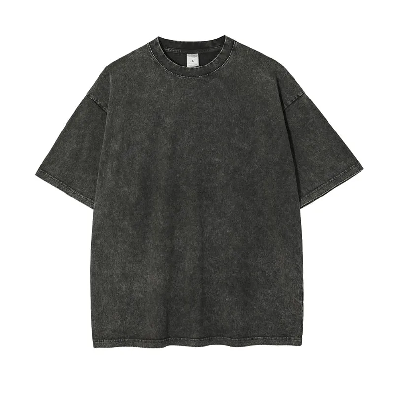 Oversized fit crew neck tee with marble wash- new