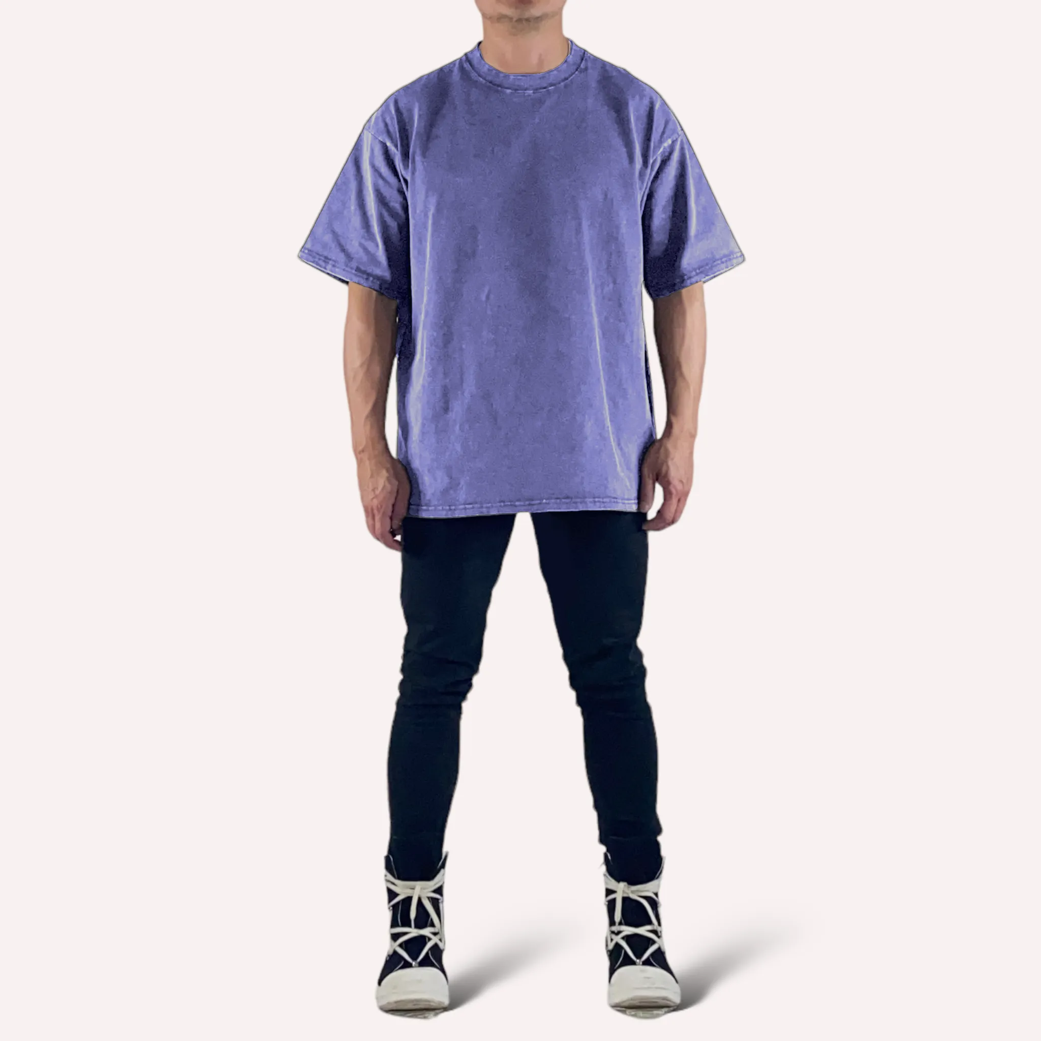 Oversized fit crew neck tee with marble wash- new