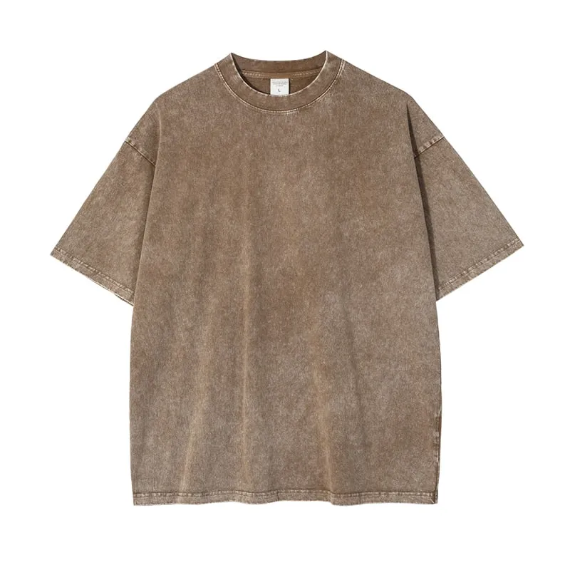 Oversized fit crew neck tee with marble wash- new