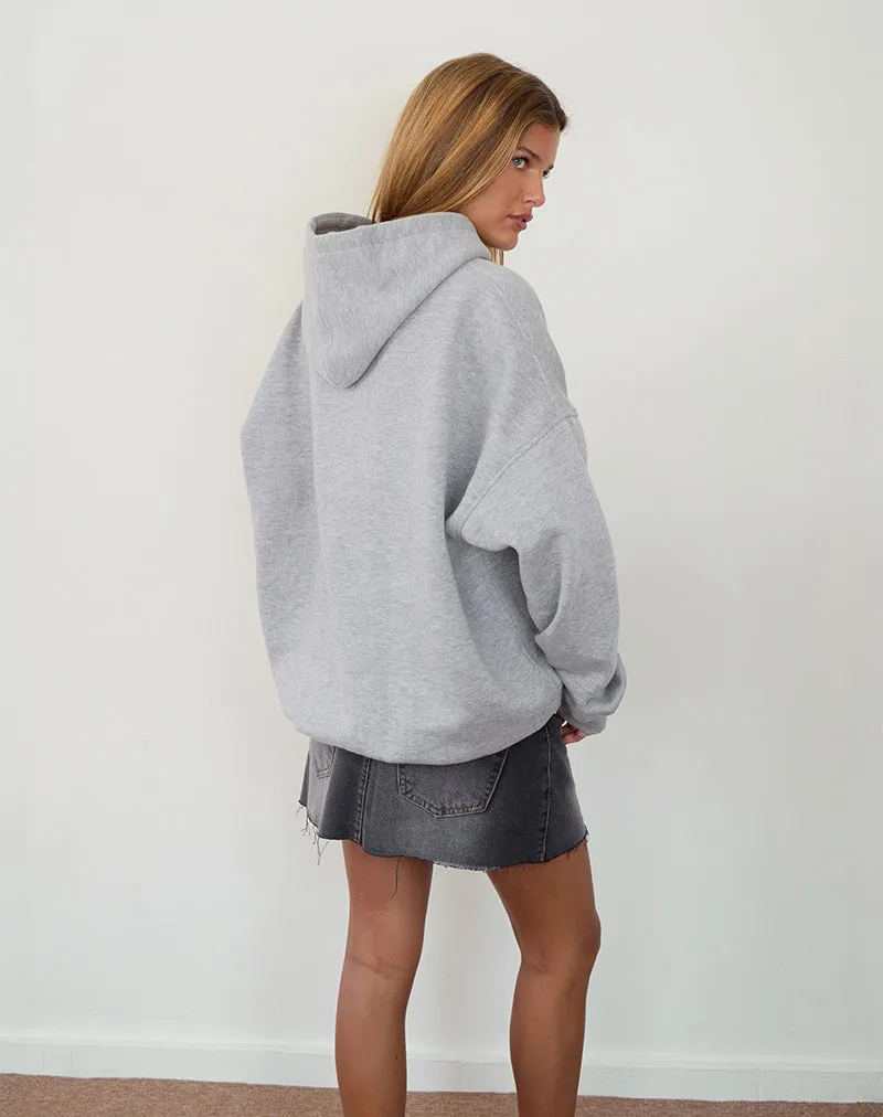 Oversized Hoodie in Grey Marl with I Love 2010's Print