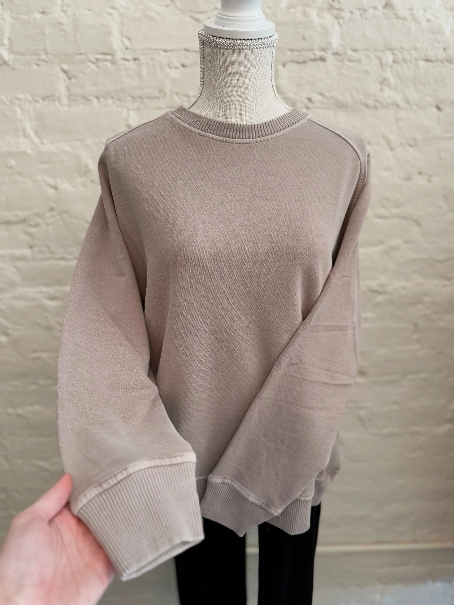 Oversized Mineral Washed Pullover - Ash Mocha