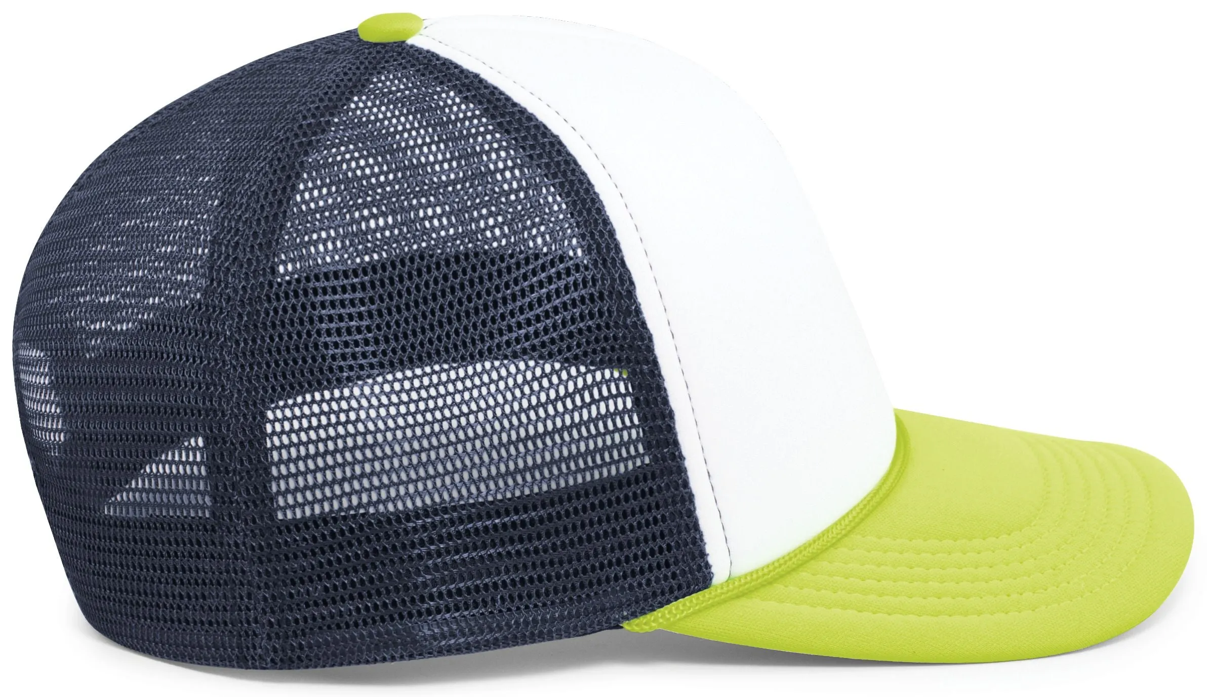 Pacific Headwear Foamie Fresh Trucker Cap - White/Navy/Chartruese