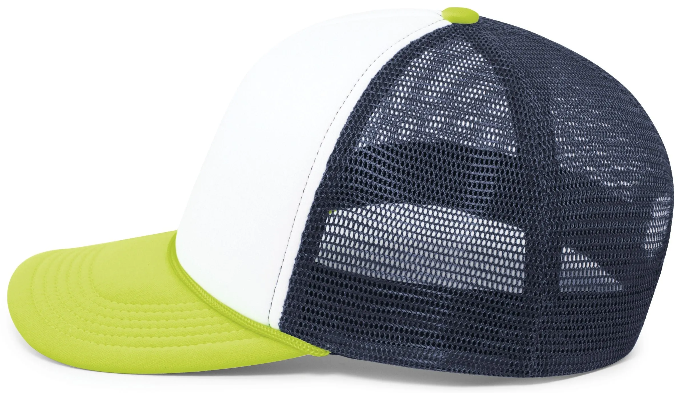 Pacific Headwear Foamie Fresh Trucker Cap - White/Navy/Chartruese