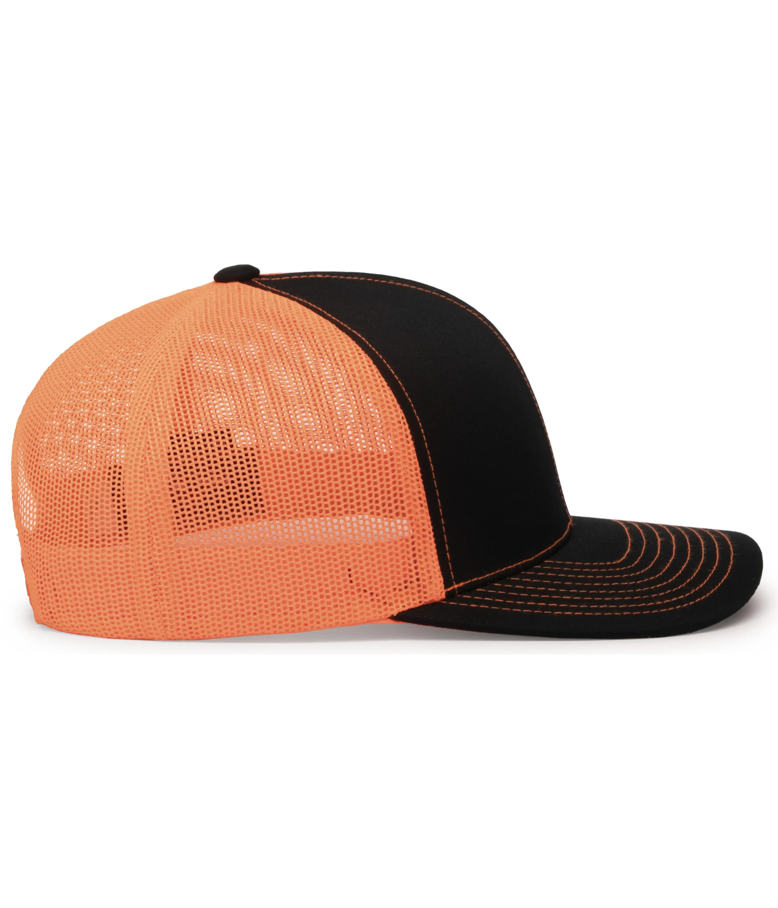 Pacific Headwear Trucker Snapback Cap - Black/Neon Orange/Black