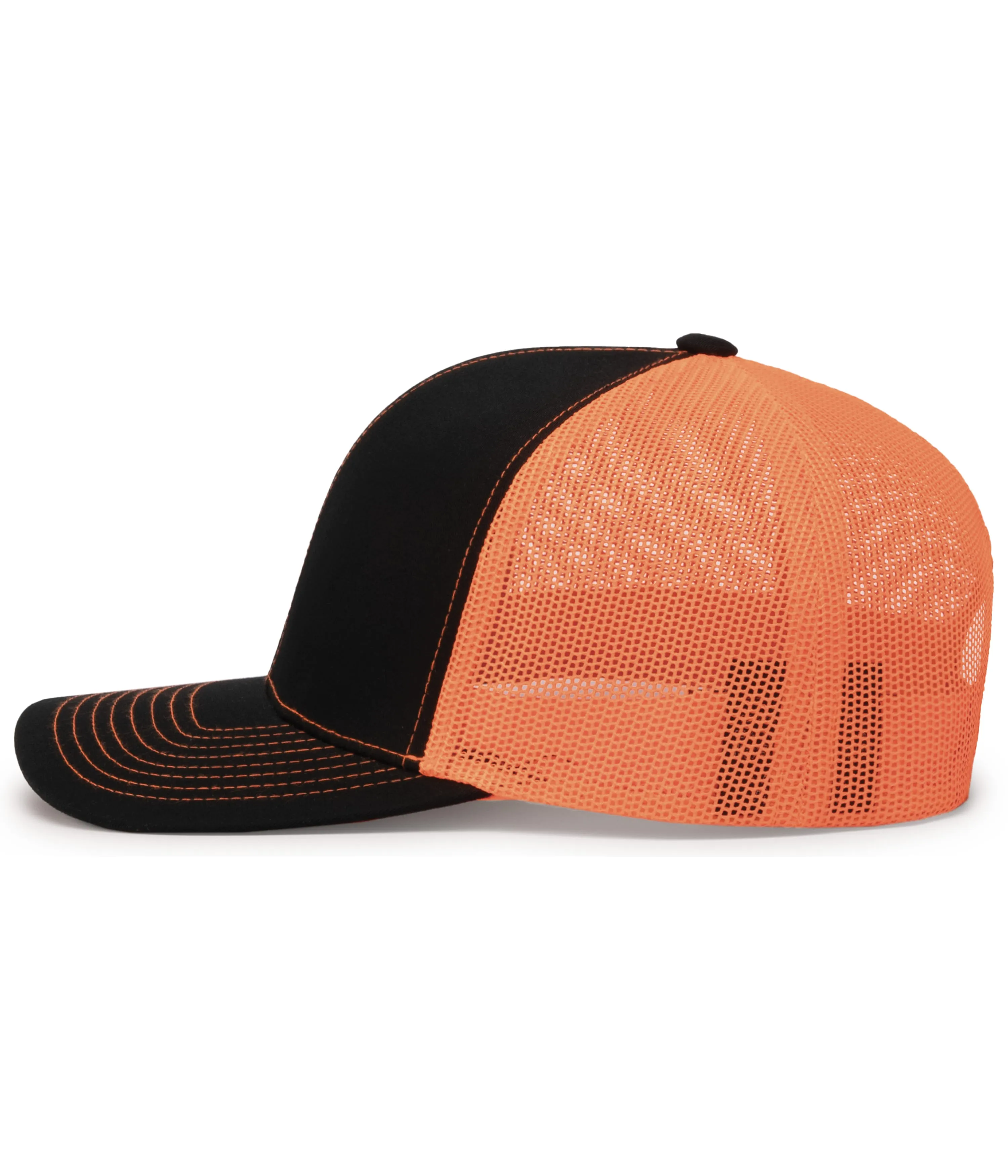 Pacific Headwear Trucker Snapback Cap - Black/Neon Orange/Black