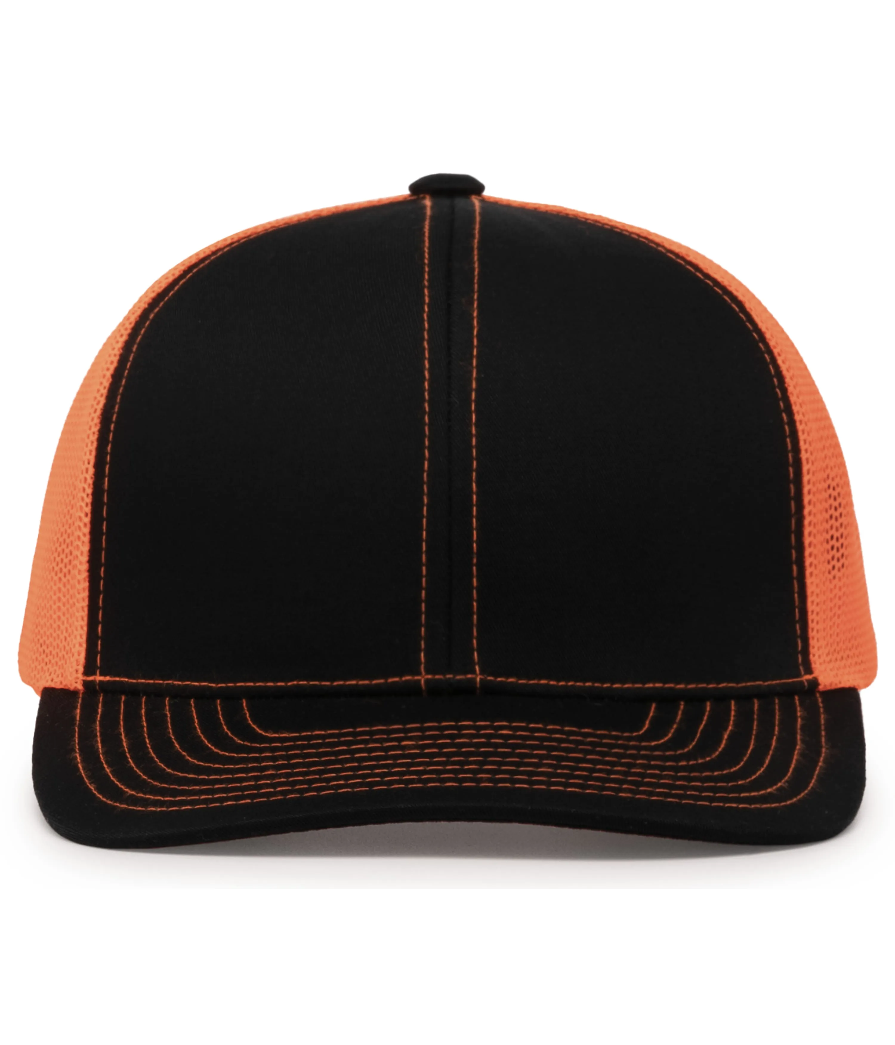 Pacific Headwear Trucker Snapback Cap - Black/Neon Orange/Black