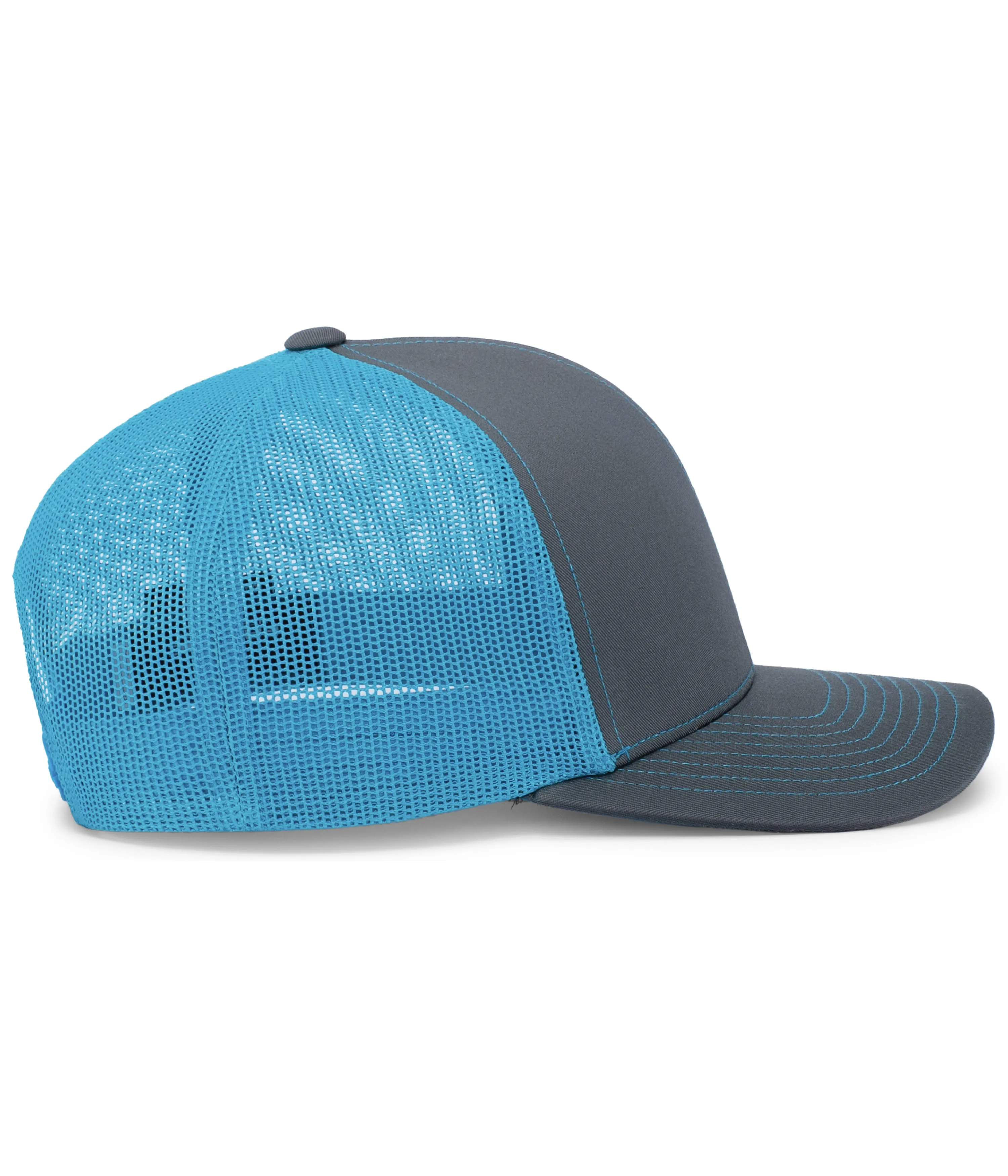 Pacific Headwear Trucker Snapback Cap - Graphite/Neon Blue/Graphite