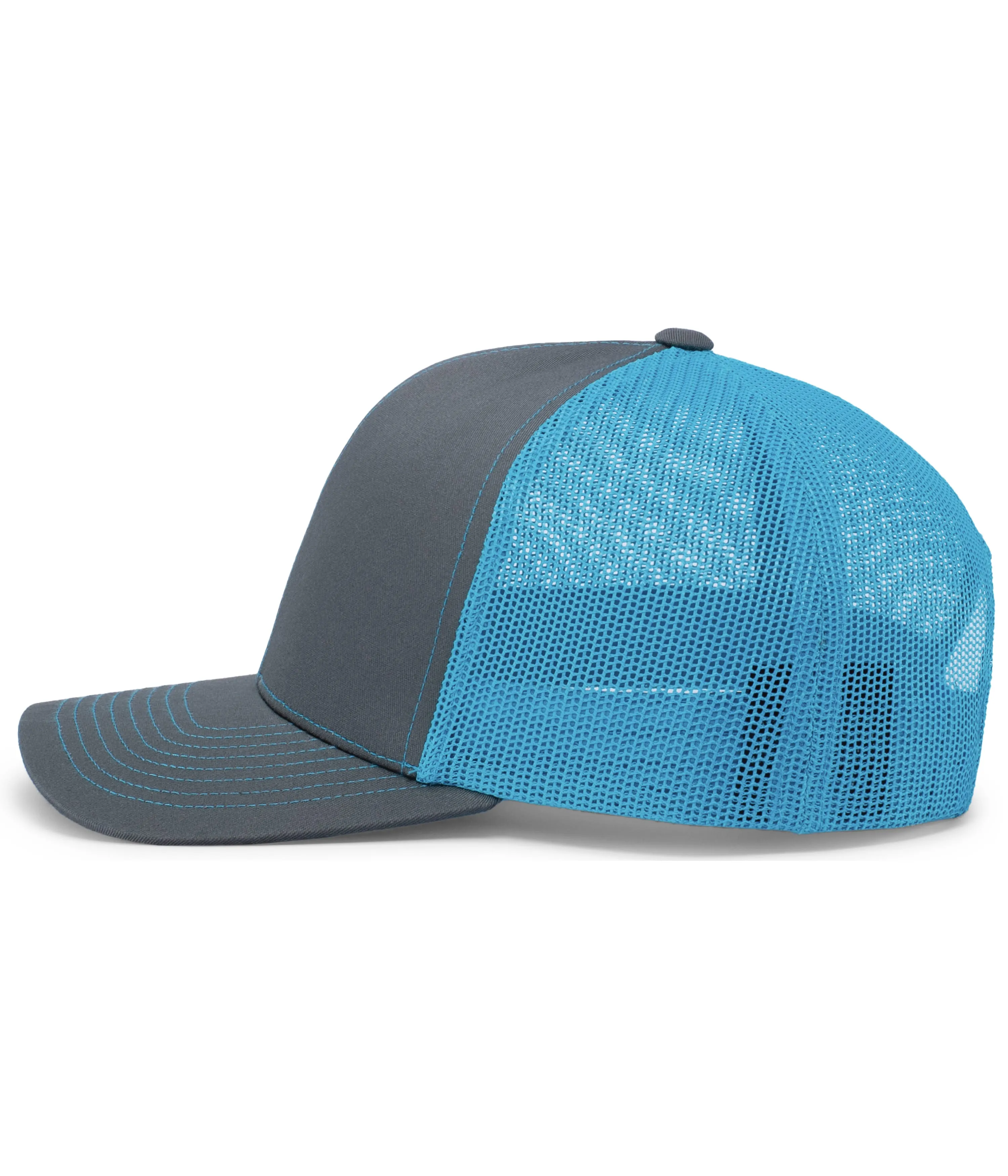 Pacific Headwear Trucker Snapback Cap - Graphite/Neon Blue/Graphite